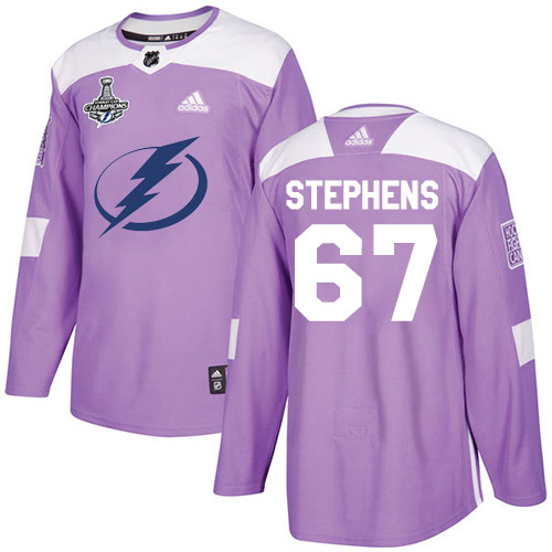 Adidas Tampa Bay Lightning 67 Mitchell Stephens Purple Authentic Fights Cancer Youth 2020 Stanley Cup Champions Stitched NHL Jersey